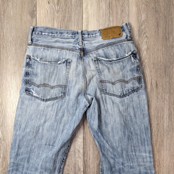 American Eagle Mens Jeans 29x32 Relaxed Blue 100% Cotton Faded Distress - Picture 12 of 12